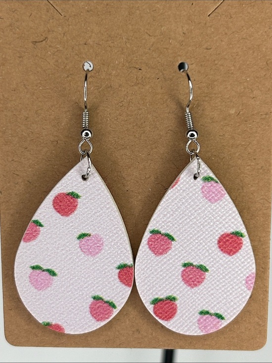 Fashion Jewelry Jewelry - *LAST SET* Mini Faux Leather Teardrop Earrings Summer Peaches